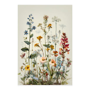 Blauw Spike Wildflower Boeket Foto Afdruk