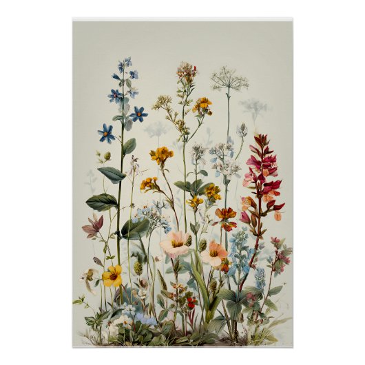Blauw Spike Wildflower Boeket Perfect Poster (Voorkant)