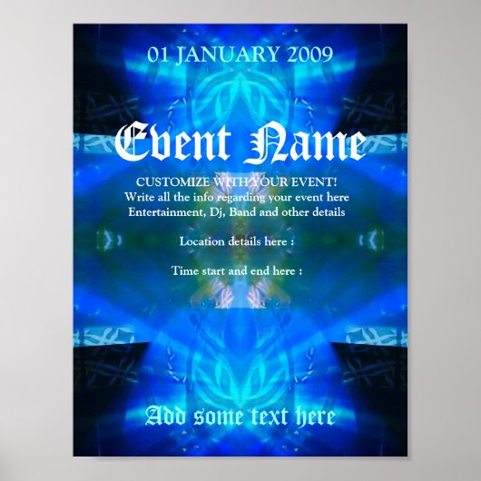 Blauw Spirit Evenement Poster Sjabloon #013 (Voorkant)