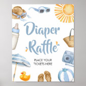 Blauw Splish Baby shower Luier Raffle Poster (Voorkant)