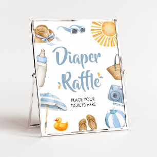 Blauw Splish Baby shower Luier Raffle Poster