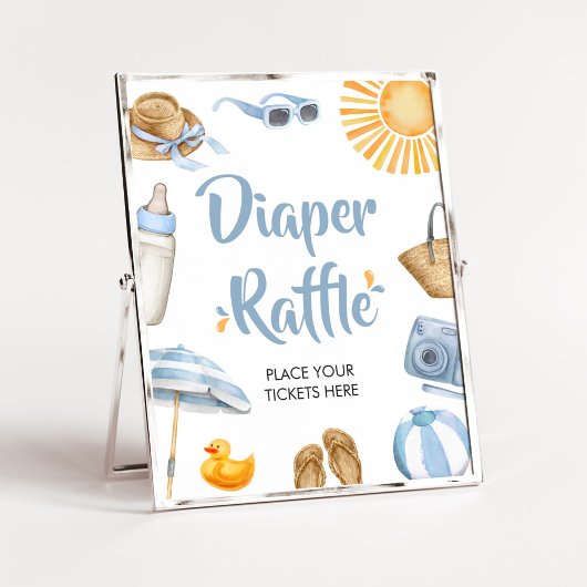 Blauw Splish Baby shower Luier Raffle Poster