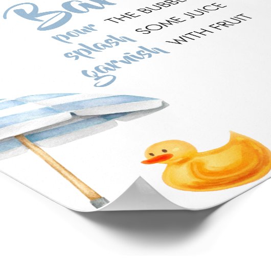 Blauw Splish Baby shower Moeder Osa Bar Poster (Hoek)