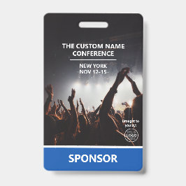 Blauw Sponsor Toegangspas QR-code Logo Conferentie Badge