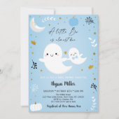 Blauw spook Little Boo Halloween baby shower Kaart (Voorkant)