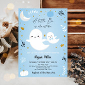 Blauw spook Little Boo Halloween baby shower Kaart