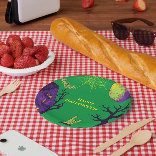 Blauw Spooky Halloween Party Papieren Bordje (Picknick)