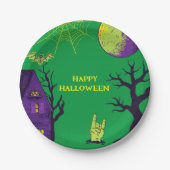 Blauw Spooky Halloween Party Papieren Bordje (Voorkant)