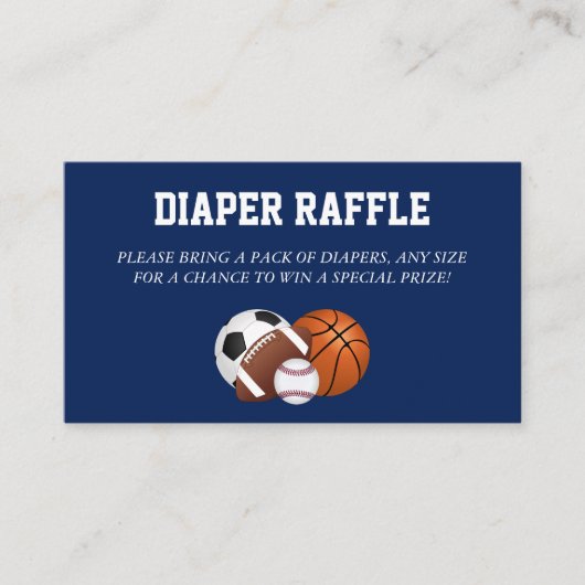 Blauw Sport Baby shower Luier Raffle Informatiekaartje (Voorkant)
