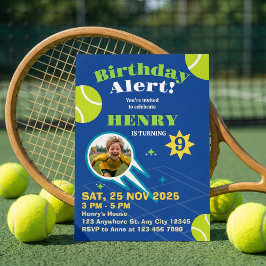 Blauw Sportief Tennisbal Kinderen Verjaardagsfeest Kaart