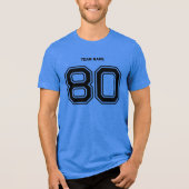 Blauw Sportteam Aangepaste naam, nummer, team rood Tri-Blend Shirt (Voorkant)