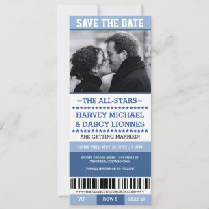 Blauw sportticket save the date