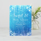 Blauw sprankelend bevroren ijs Sweet 16 verjaardag Kaart (Staand voorkant)