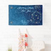 Blauw sprankelend Nieuwjaar Glitter Cheer Stars Fl Spandoek (Insitu)