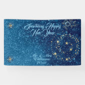 Blauw sprankelend Nieuwjaar Glitter Cheer Stars Fl Spandoek (Horizontaal)