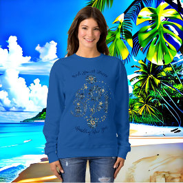 Blauw sprankelend Nieuwjaar Glitter Cheer Stars Fl Trui