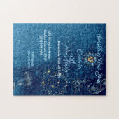 Blauw sprankelend Nieuwjaar Glitter Stars Bloemenf Legpuzzel (Horizontaal)