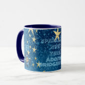 Blauw sprankelend Nieuwjaar Glitter Stars Bloemenf Mok (Voorkant links)