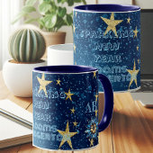 Blauw sprankelend Nieuwjaar Glitter Stars Bloemenf Mok