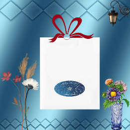 Blauw sprankelend Nieuwjaar Glitter Stars Bloemenf Ovale Sticker