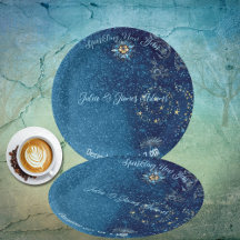 Blauw sprankelend Nieuwjaar Glitter Stars Bloemenf