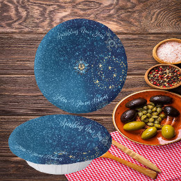 Blauw sprankelend Nieuwjaar Glitter Stars Bloemenf Papieren Kommen