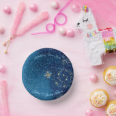 Blauw sprankelend Nieuwjaar Glitter Stars Bloemenf Papieren Kommen (Feest)