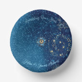 Blauw sprankelend Nieuwjaar Glitter Stars Bloemenf Papieren Kommen (Voorkant)