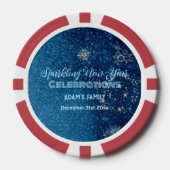 Blauw sprankelend Nieuwjaar Glitter Stars Bloemenf Poker Chips (Voorkant)