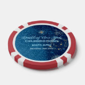 Blauw sprankelend Nieuwjaar Glitter Stars Bloemenf Poker Chips (Enkel)