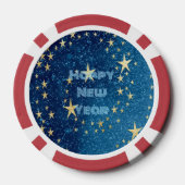 Blauw sprankelend Nieuwjaar Glitter Stars Bloemenf Poker Chips (Achterkant)