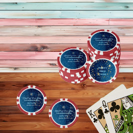 Blauw sprankelend Nieuwjaar Glitter Stars Bloemenf Poker Chips