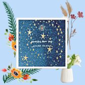 Blauw sprankelend Nieuwjaar Glitter Stars Bloemenf Servet