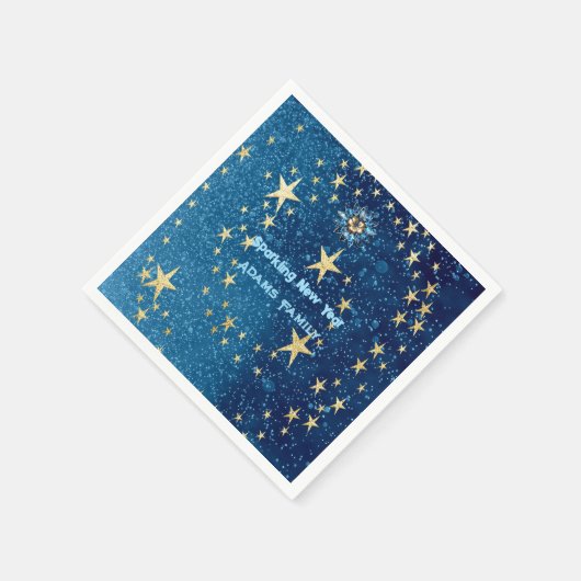 Blauw sprankelend Nieuwjaar Glitter Stars Bloemenf Servet (Hoek)