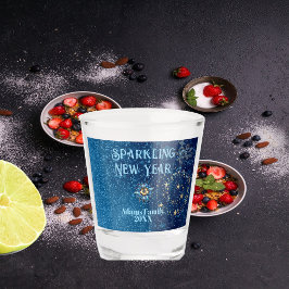 Blauw sprankelend Nieuwjaar Glitter Stars Bloemenf Shot Glas