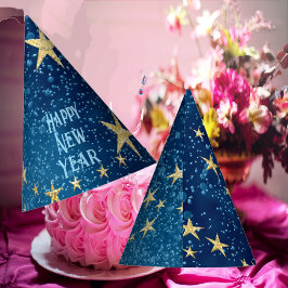 Blauw sprankelend Nieuwjaar Glitter Stars Floral M Feesthoedjes