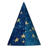 Blauw sprankelend Nieuwjaar Glitter Stars Floral M Feesthoedjes (Achterkant)