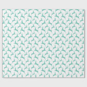 Blauw Springend Hert Kerstpatroon Cadeaupapier (Vlak)