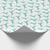 Blauw Springend Hert Kerstpatroon Cadeaupapier (Hoek)