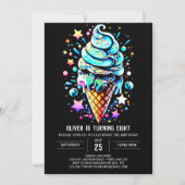 Blauw Sprinkles Elegant Boy Ice Cream Verjaardag Kaart (Voorkant)