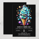 Blauw Sprinkles Elegant Boy Ice Cream Verjaardag Kaart (Voorkant / Achterkant)