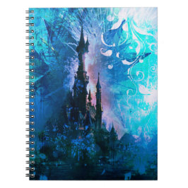 Blauw sprookje Fantasy Castle Grunge-laptop Notitieboek
