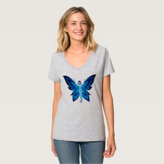 Blauw sprookje vrouwen Hanes Nano v-hals t-shirt