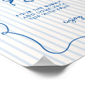 Blauw Squiggle Lijst Bow Vrijgezellenfeest Mimosa Poster (Hoek)