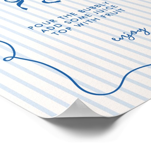 Blauw Squiggle Lijst Bow Vrijgezellenfeest Mimosa  Poster (Hoek)