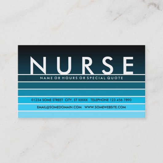 blauw staal NURSE Visitekaartje (Voorkant)