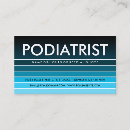 blauw staal PODIATRIST Visitekaartje (Voorkant)