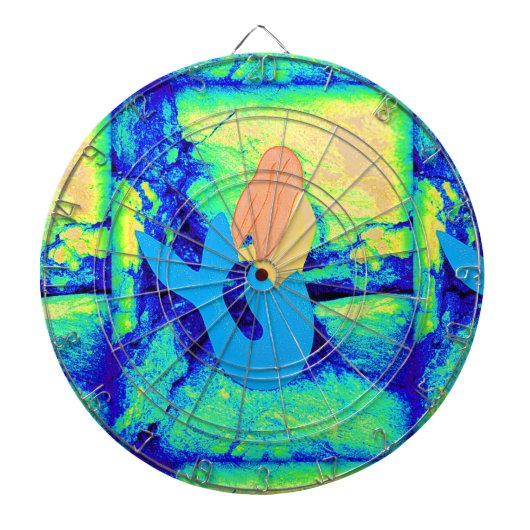 blauw-staartvormig design dartbord (Voorkant)