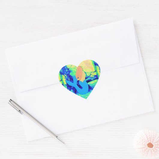 blauw-staartvormig design hart sticker (Envelop)