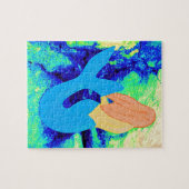 blauw-staartvormig design legpuzzel (Horizontaal)